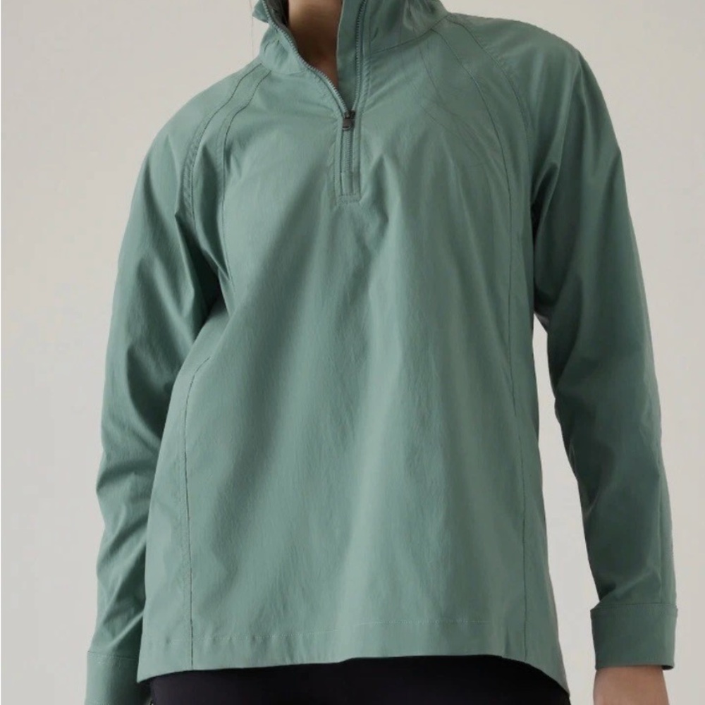 Athleta Advantage Poplin Quarter Zip in Blue Green